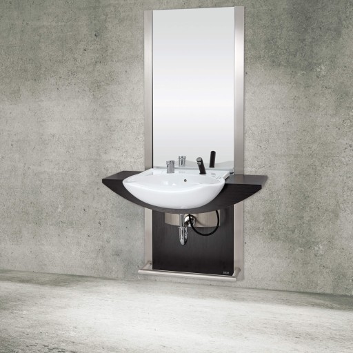 Waschplatz "Forum" mit Spiegel & Waschbecken – Friseur Möbel modern inkl. Armatur