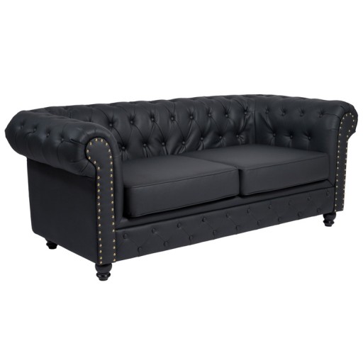 REPOSE - Zweisitzer Sofa Wartebereich - Metall & Holz, Komfort, Schwarz, Friseursalon