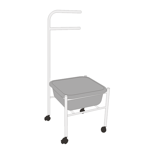 Fußwannenwagen – rollbar, Stahlrohr-Gestell, mit Handtuchhalter, inkl. Wanne