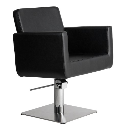 CHIC Q - Friseurstuhl Bedienstuhl Friseursessel Coiffeurstuhl schwarz quadratbasis